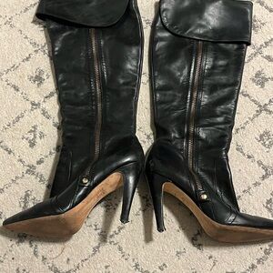 Steve Madden Black Leather Heeled Boots